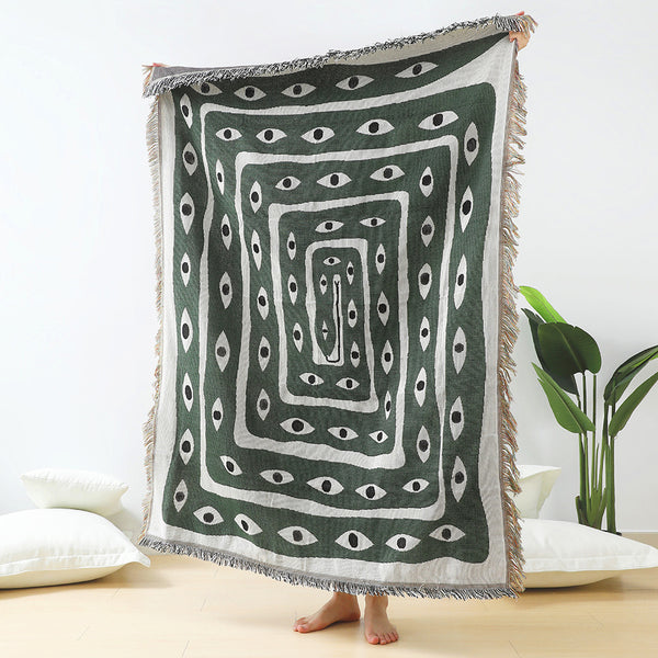 Coperta divano geometrica occhi bianchi