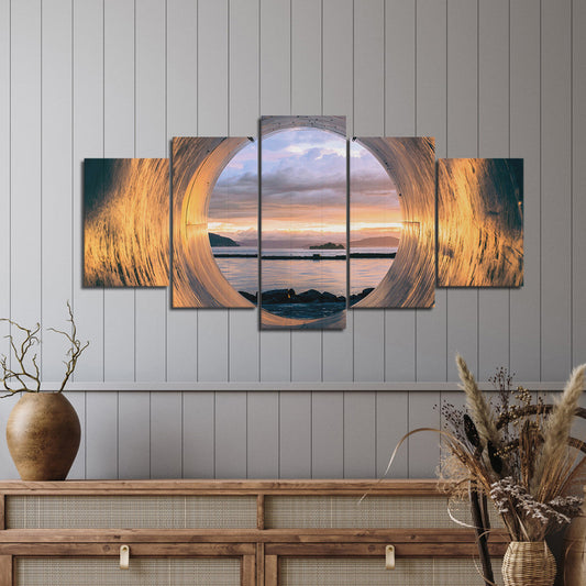 Quadro su tela Tramonto al lago