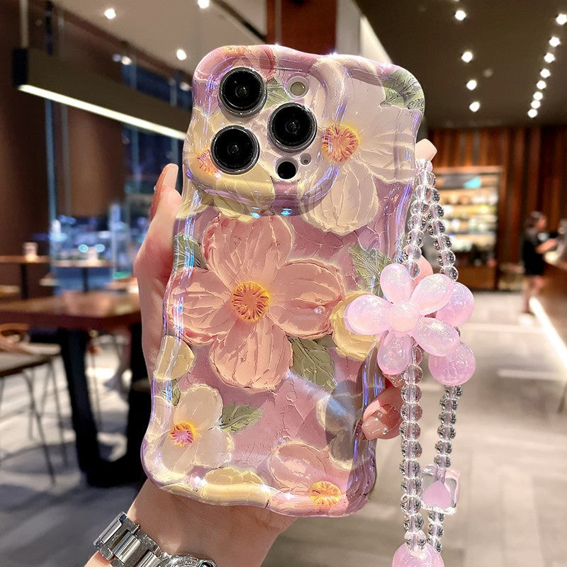 Custodia telefono fiori con laccio