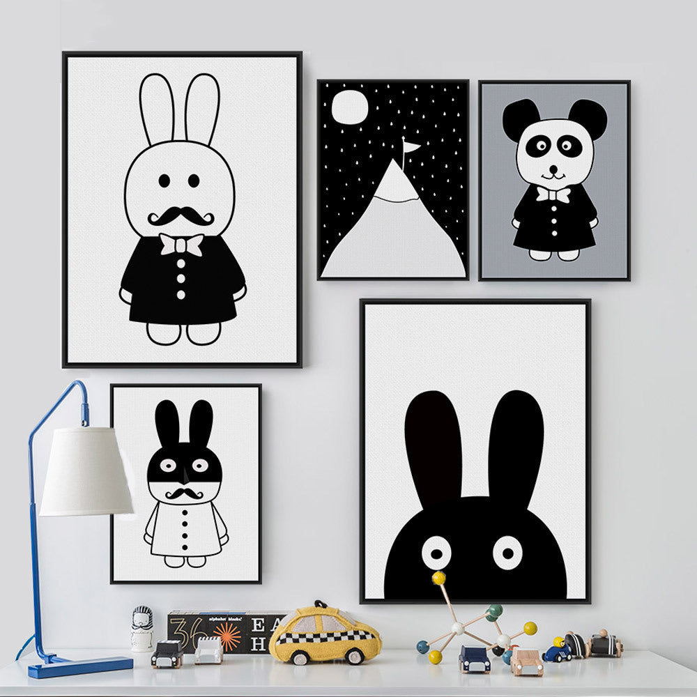 Quadro bianco e nero orso