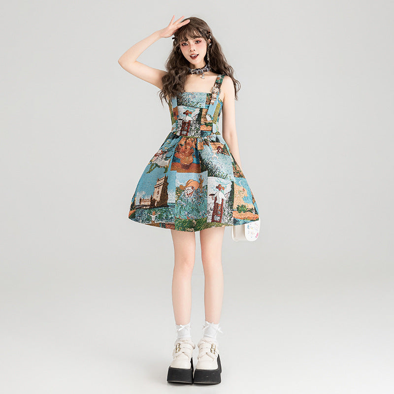 Vestito jacquard con spallina