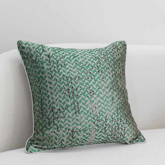 Federa cuscino verde zig-zag beige