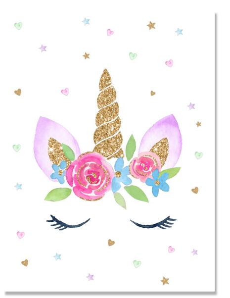 Quadro su tela Unicorno glitter pastello