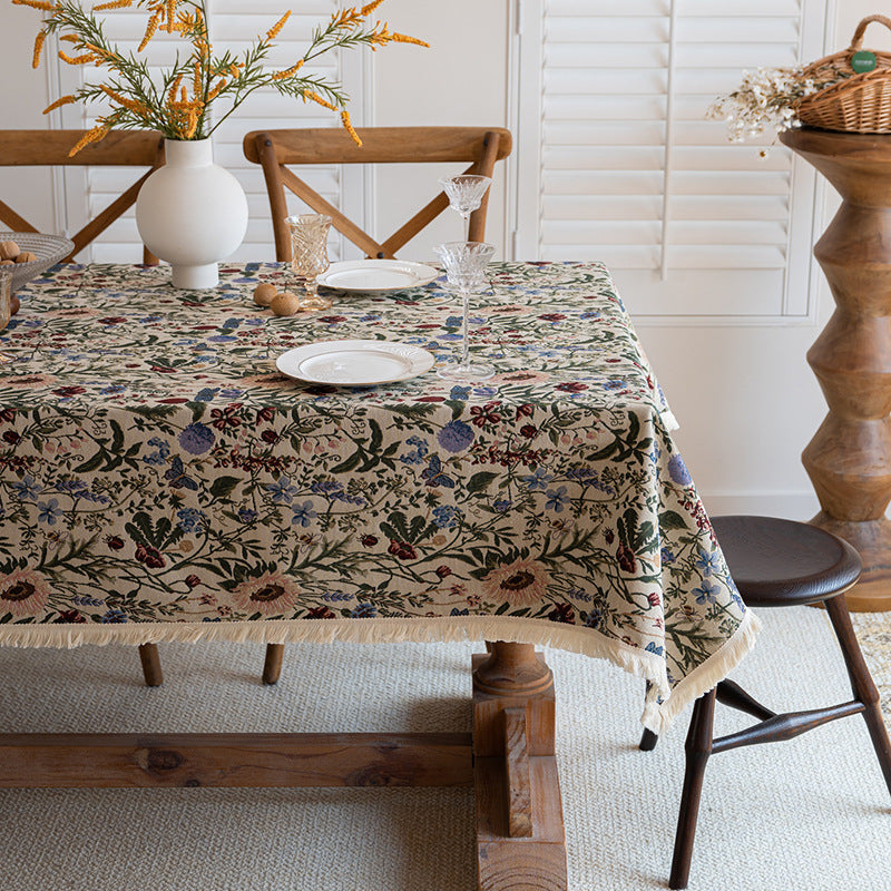 Tovaglia fiori cotone-lino