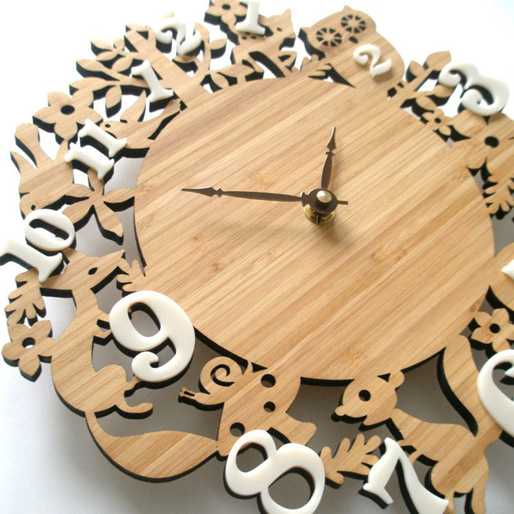 Orologio da parete Animali silhouette legno