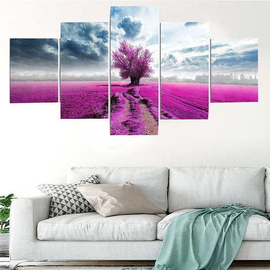 Quadro su tela Campo di fiori rosa