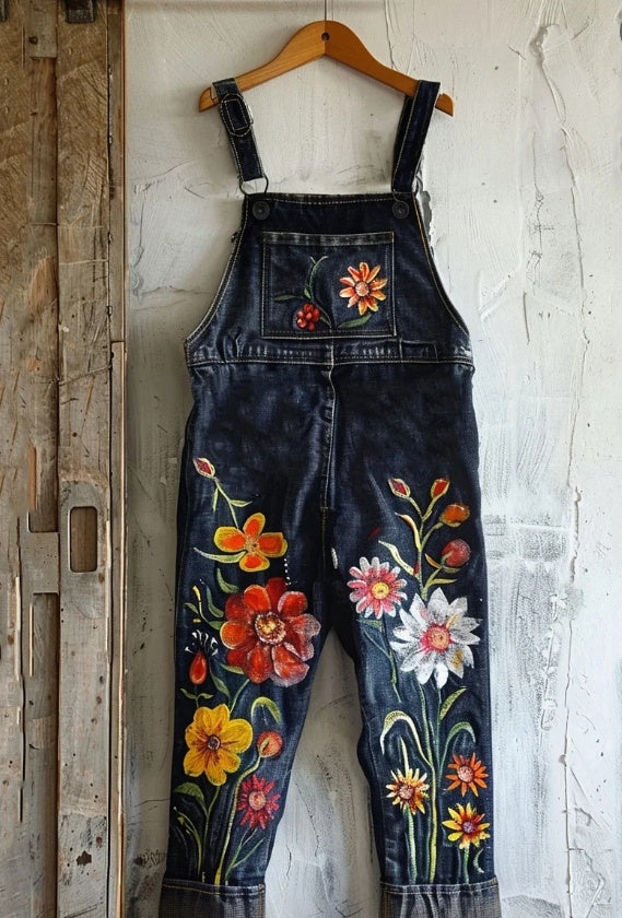 Tuta jeans floreale