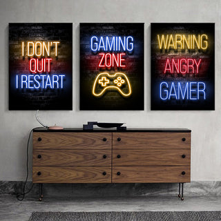 Quadro su tela Scritte neon gaming con controller