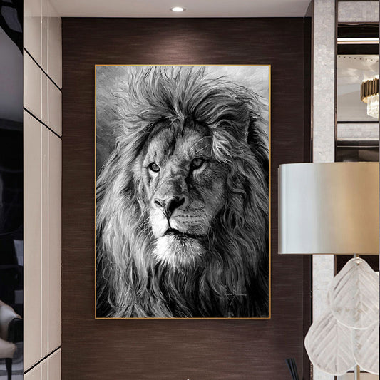 Quadro su tela Leone criniera massiccia acquerello