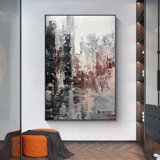 Quadro su tela Skyline urbano grigio rosa sfumato