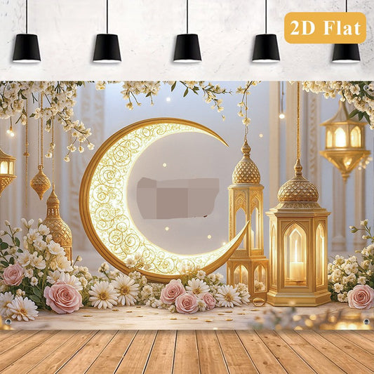 Arazzo Luna dorata ornamentale fiori rose