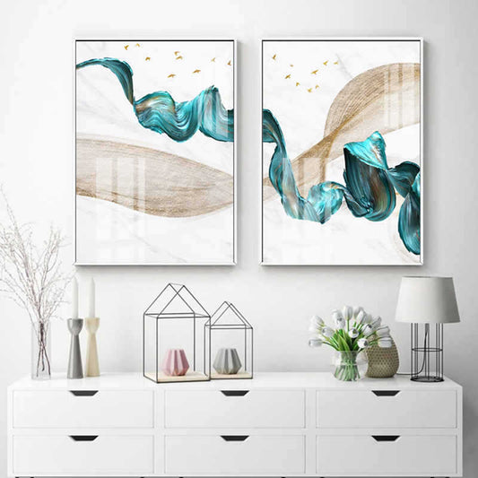 Quadro su tela Linee dorate e fumo
