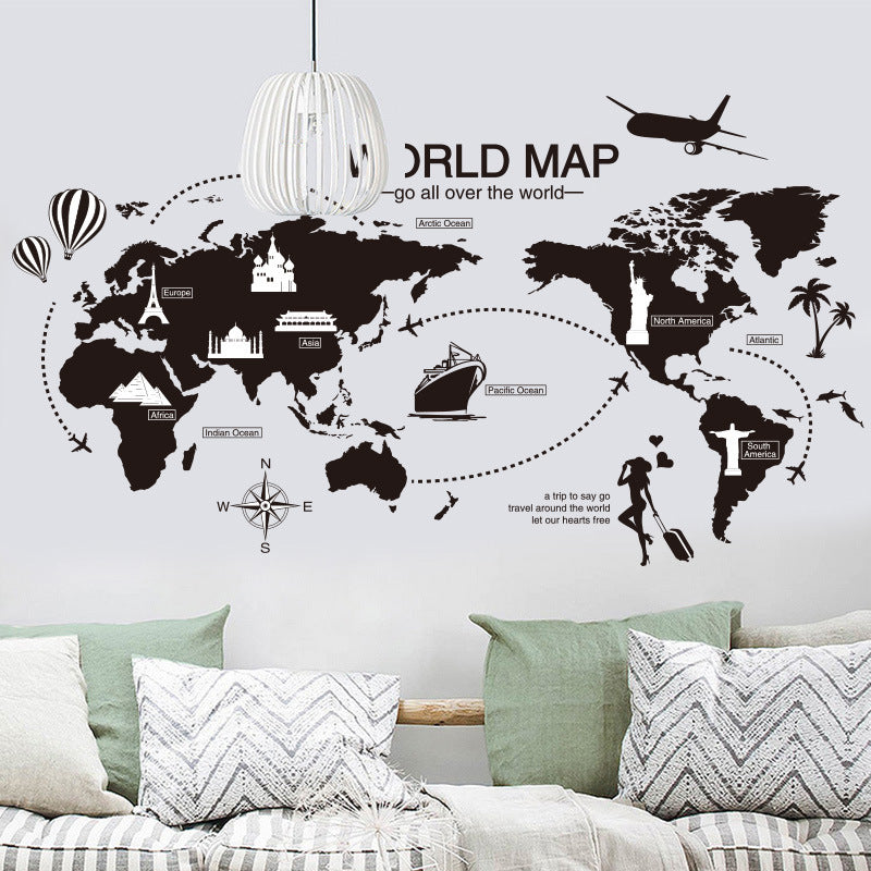 Adesivo Murale Mappa Mundi Nera