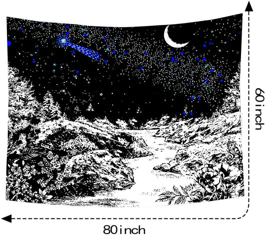 Arazzo Stelle luna e montagne