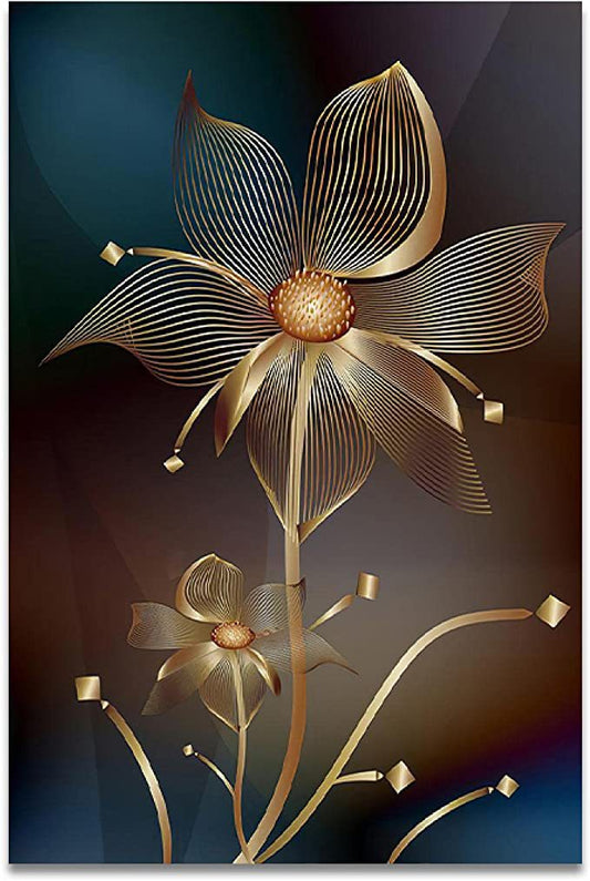 Quadro su tela Fiori dorati metallici