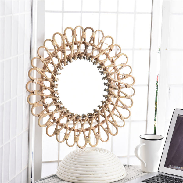 Specchio rattan dorato
