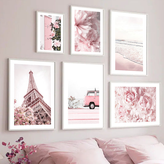 Quadro su tela Composizione gallery estiva rosa