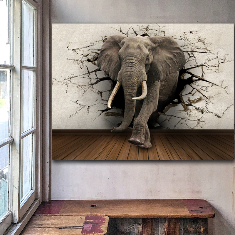 Quadro tela elefante astratto