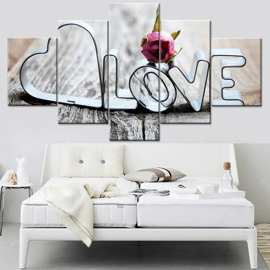 Quadro su tela Scritta LOVE con fiore