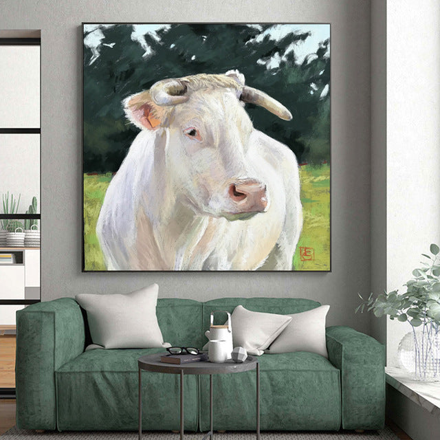 Quadro mucca acquerello