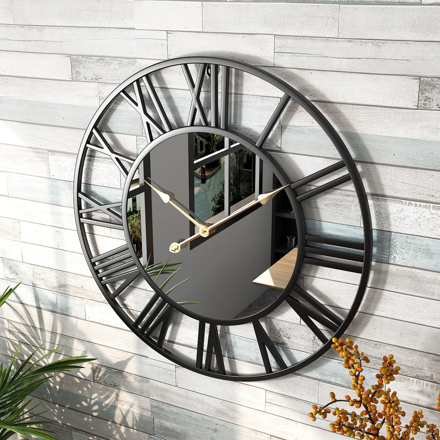 Orologio da parete Numeri romani specchio dorato
