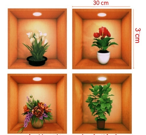 Adesivo fiori e vaso 3D