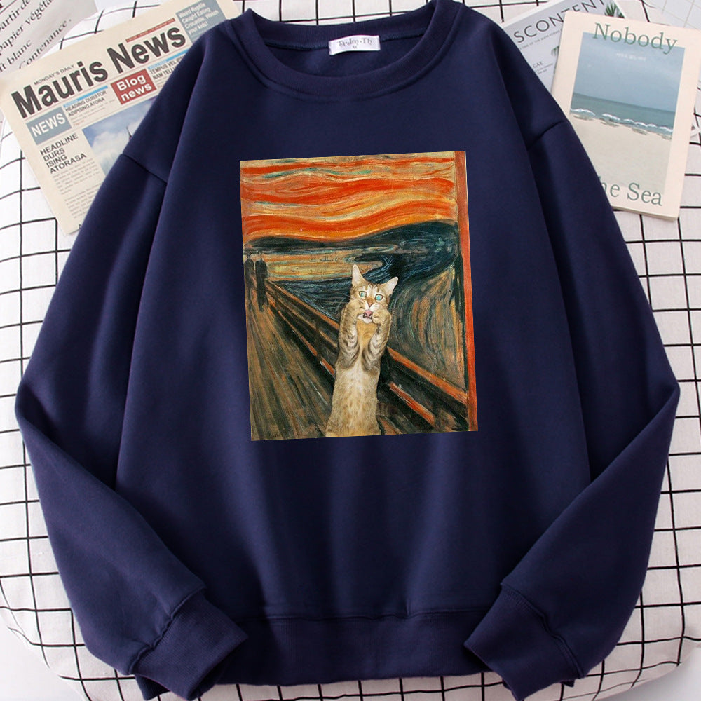 Pullover Gatto Tramonto Olio