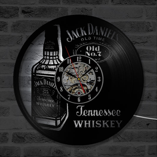 Orologio da parete Bottiglia whiskey neon