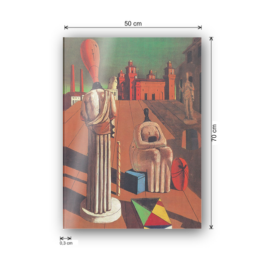 Homage to De Chirico - The Unsettling Muses cm 50x70 - misure