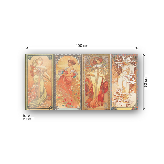 Homage to Mucha - Les saisons 1900 cm 100x50 - misure