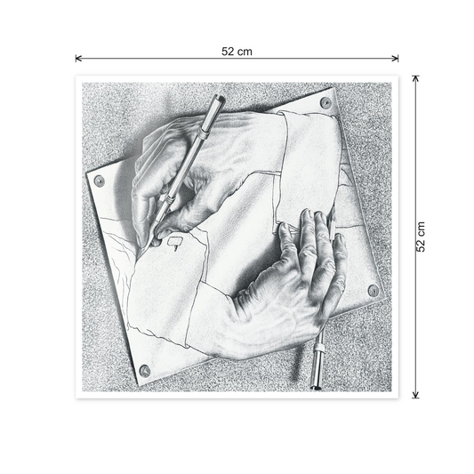 Homage to Escher - Drawing Hands, 1948 cm 50x50 - misure
