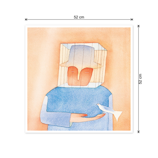 Homage to Folon - Oui La Libertè cm 50x50 - misure