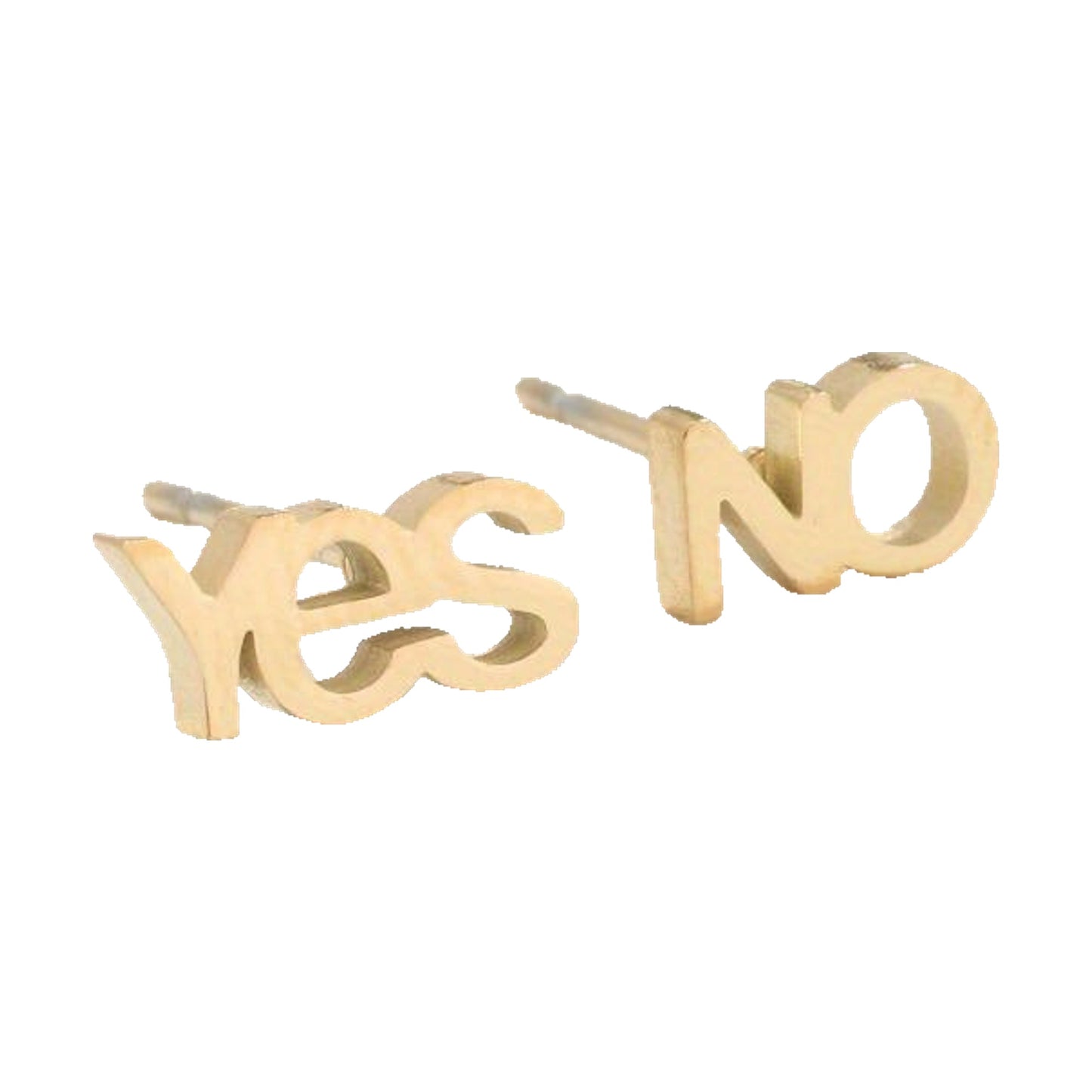 Orecchini Yes & No in acciaio color oro