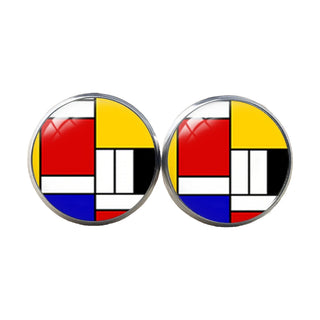Orecchini Mondrian in acciaio inossidabile e smalto