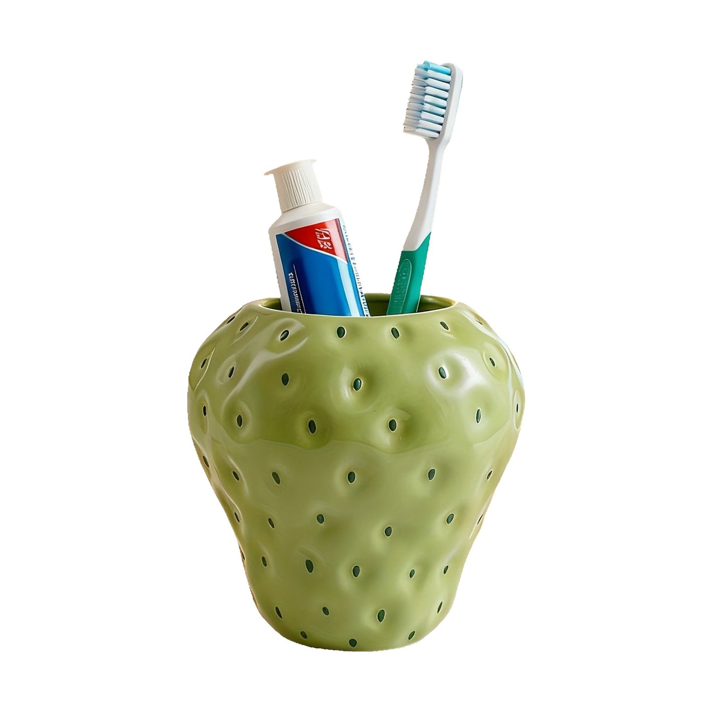 Portaspazzolino con stampa artistica - H7bZC Fragola Verde in Piedi