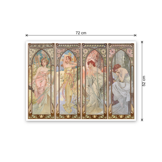 Homage to Mucha - Time of the day cm 70x50 - misure
