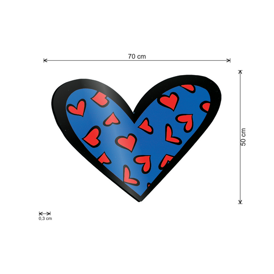 Cuore blu e rosso cm 70x50 - misure