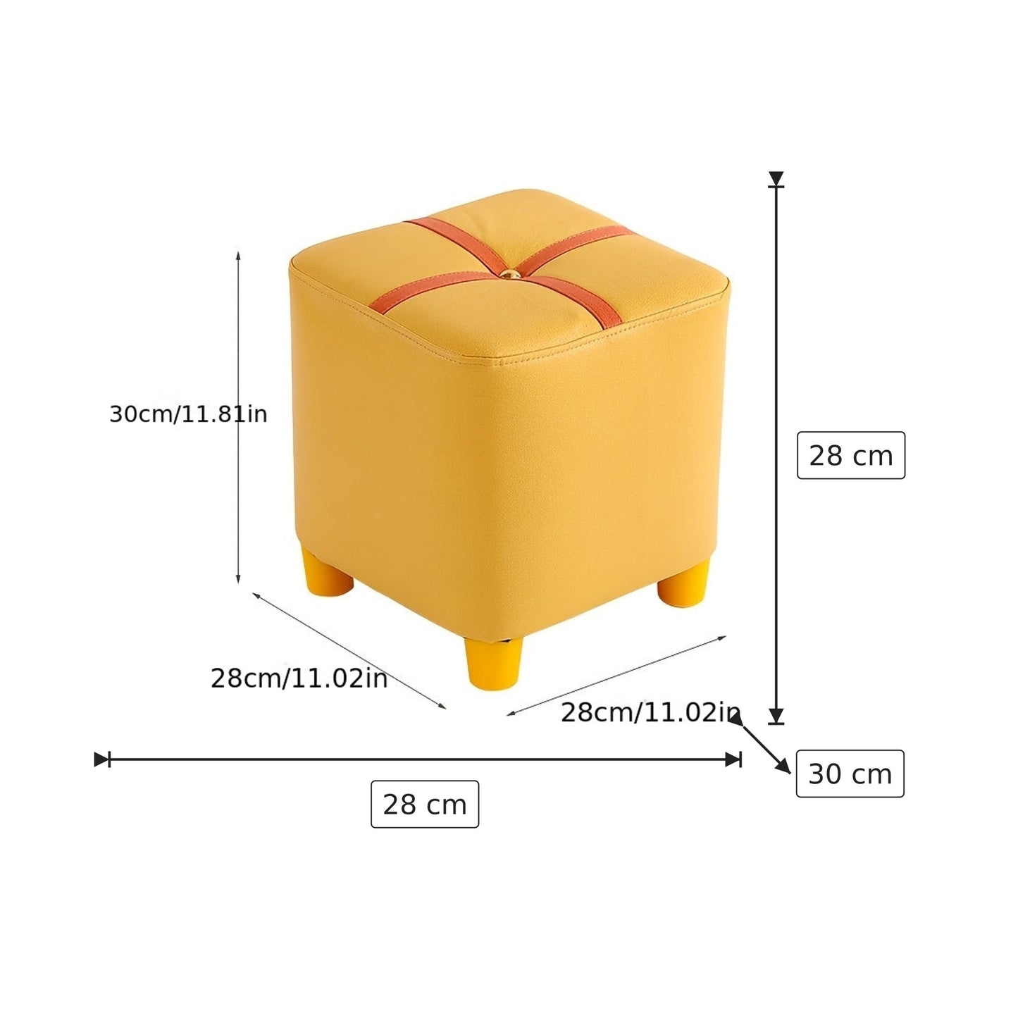 Pouf Cubo Imbottito - Giallo 28×28×30 cm