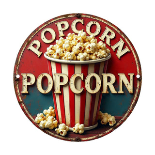 Retro Popcorn Wall Decor Sign 20x20 cm