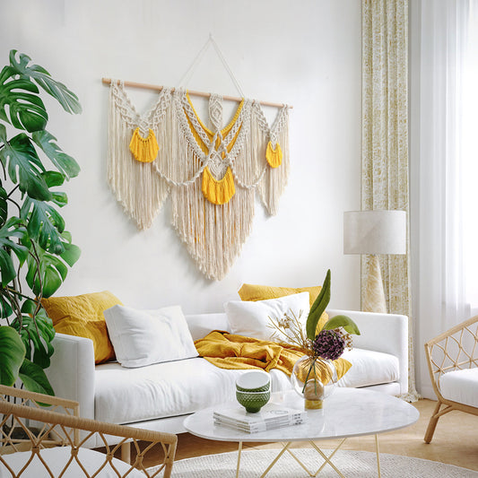 Arazzo Macramé con decorazioni dorate