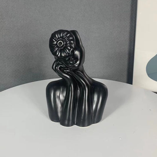 Busto ceramica donna con copricapo fiore