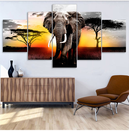 Quadro su tela Elefante nella savana
