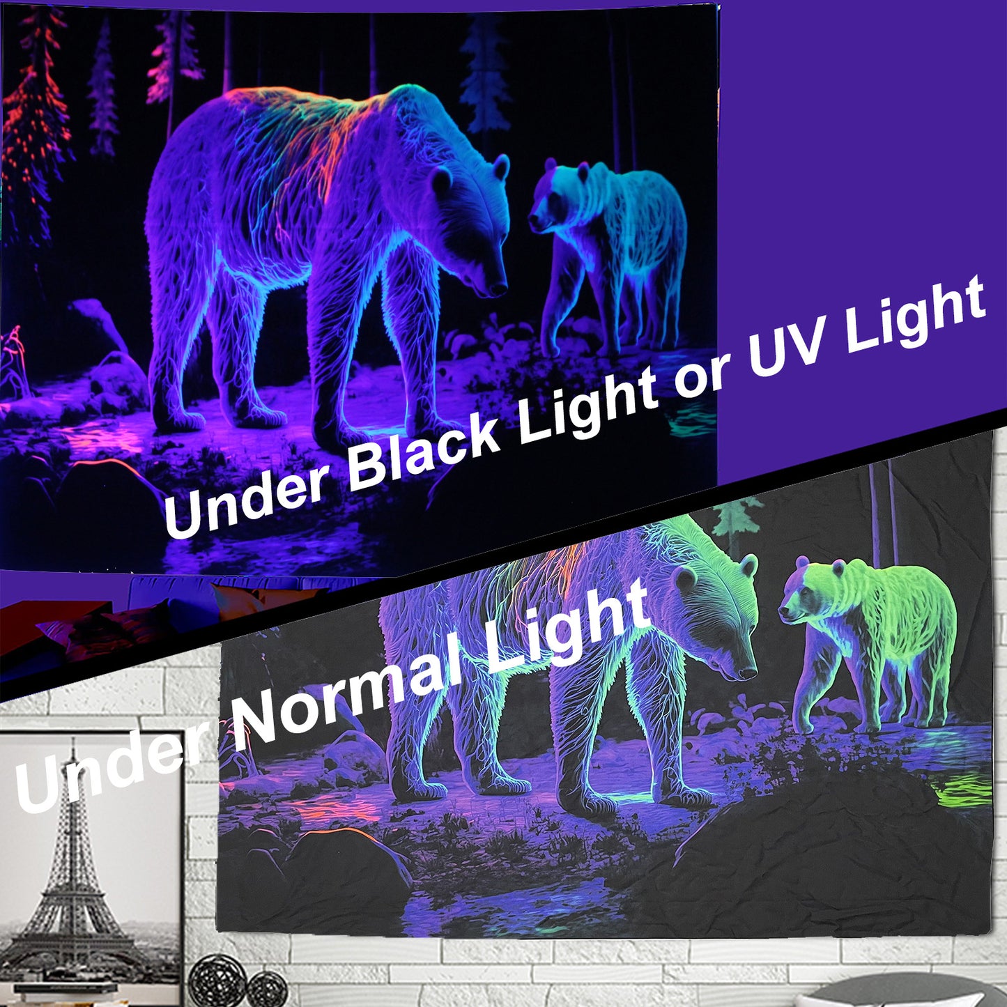 Arazzo Orso Polare Fluo