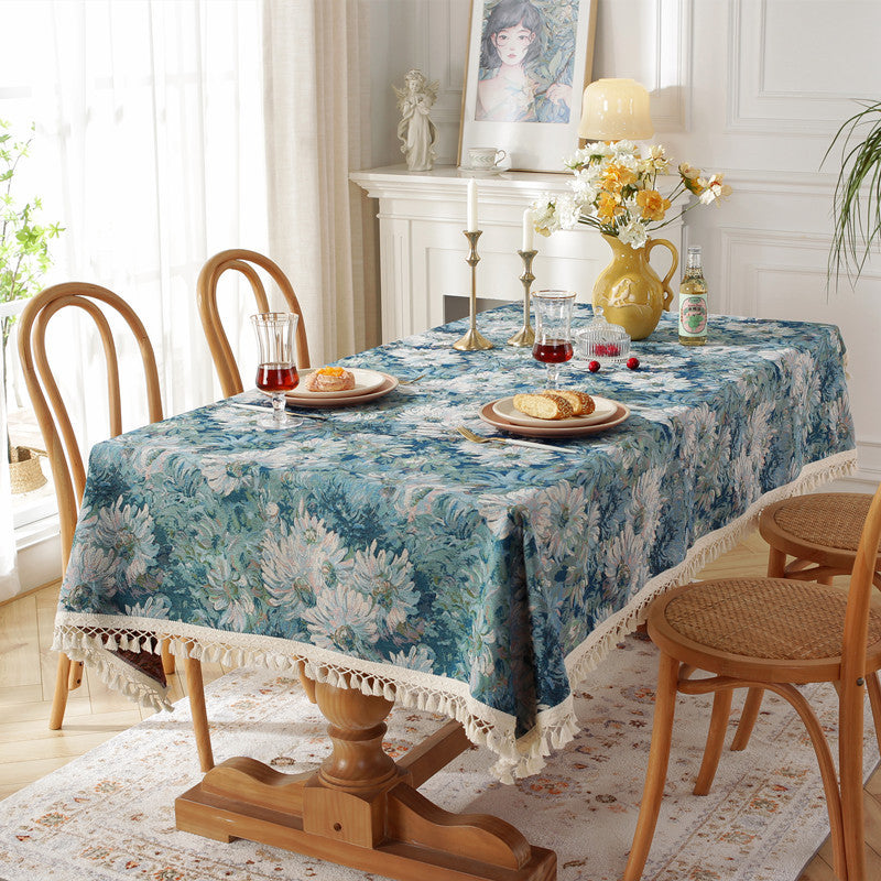 Tovaglia jacquard blu stile olio
