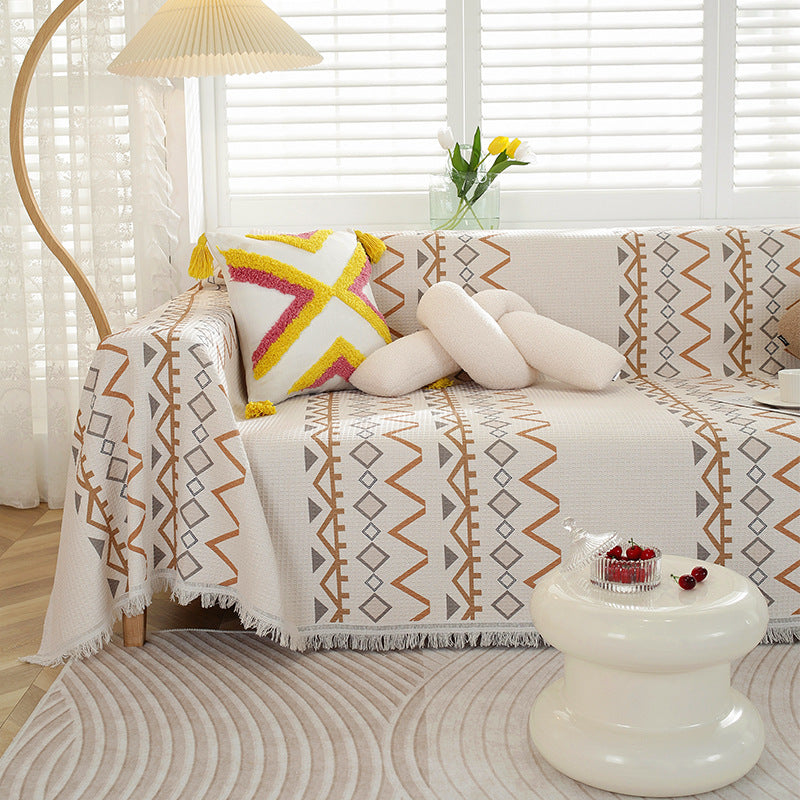 Plaid divano beige pattern geometrico