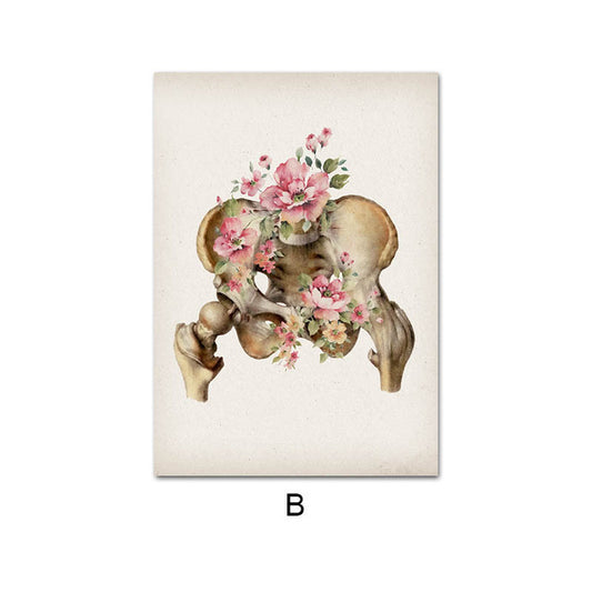 Quadro su tela Teschio con fiori
