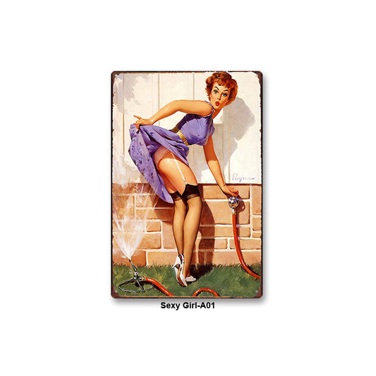 Targa in metallo Cartellini metallo vintage pin-up automobili