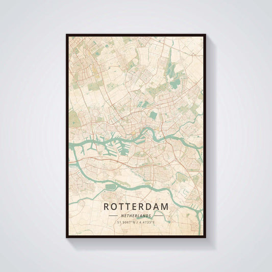 Quadro su tela Mappa dell'Aia verde e beige vintage