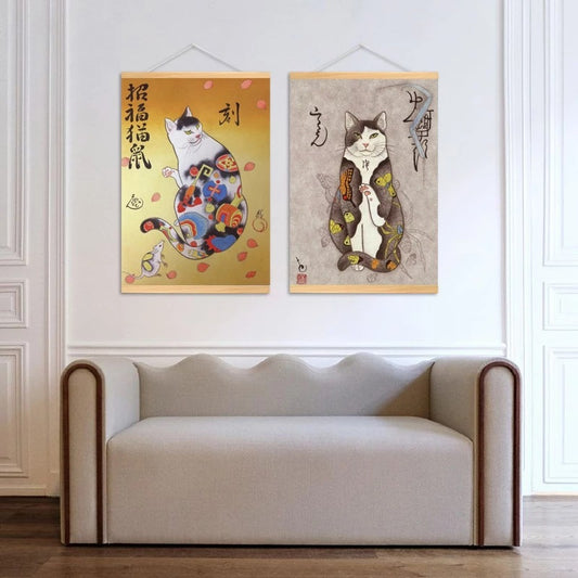 Quadro su tela Gatto samurai