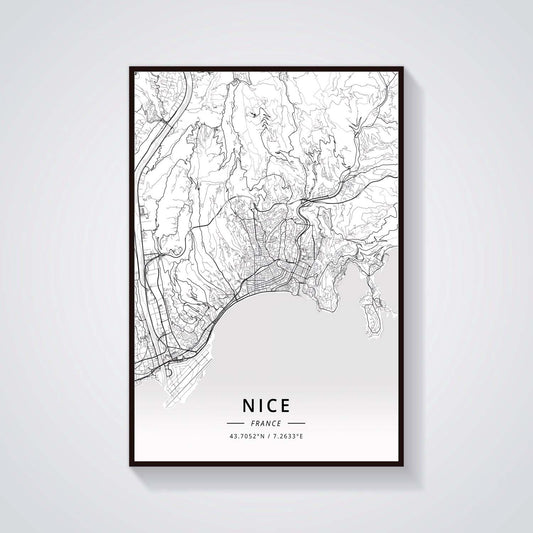Quadro su tela Mappe città francesi bianco e nero